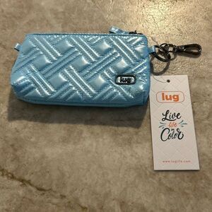 Lug Metro XL Bubble Blue Metallic Wristlet NWT